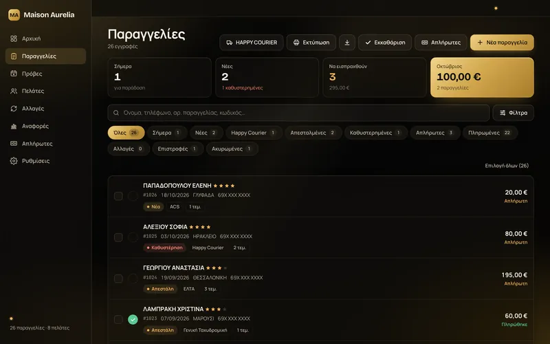 Orders list